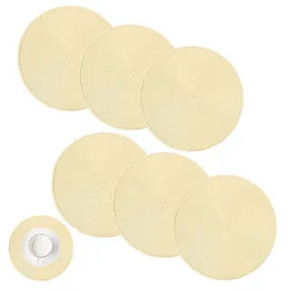 6er Set Untersetzer Teller, Platzsets Abwaschbar Rund Tischsets Platzsets 38cm Platzdeckchen Rund Teller Untersetzer beige für Küche Esszimmer Feste Tischdeko