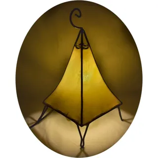 Orientalische Lampe Hennalampe marokkanische Lederlampe Tischleuchte Stehleuchte Pyramide einfarbig 35-38 cm, gelb - Gelb