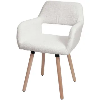 Mendler Esszimmerstuhl HWC-A50 II Stoff Bouclé creme - Weiß