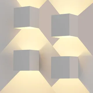 OTeedo 4 Stück LED Wandleuchte Innen/Aussen 3000K Wandlampe Innen, 12W Up and Down Leuchten Aussen Wandlampe Weiß, Einstellbarer Lichtstrahl Aussenlampen, Aussenleuchten Hauswand IP65 Wasserdichte