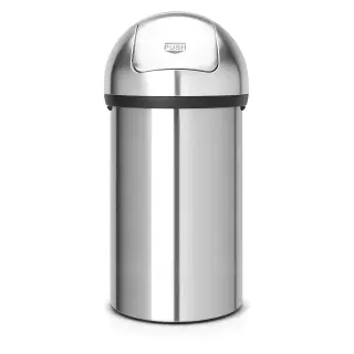 Brabantia Abfallbehälter Push Bin, 60 Liter, Idealer Abfalleimer für große Mengen Abfall, Farbe: Matt Steel