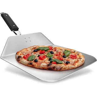 RoyalFay® Pizzaschieber aus Edelstahl – klappbare Pizzaschaufel mit einklappbarem Griff – Pizzaheber für Backofen, Grill und Pizzastein