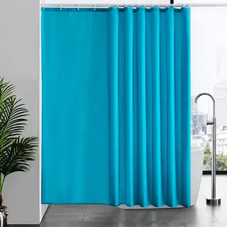 Furlinic Duschvorhang Überlänge Badvorhang Anti-schimmel für Dusche und Badewanne Textile Vorhänge aus Stoff Antibakteriell wasserdicht Extra Breit 240x180cm Aquamarine mit 16 Haken.