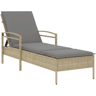 vidaXL Sonnenliege mit Auflage Beige 63x200x81 cm Poly Rattan - Beige