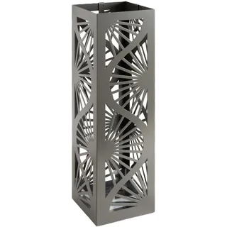 Neustein Schirmständer mit modernem Design aus Metall, grau, für Heim und Büro, Design-Ständer, 2 Haken, 2X Wasserauffangschale herausnehmbar, 15,5x15,5x49cm, quadratisch, Regenschirmständer