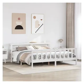 vidaXL Massivholzbett ohne Matratze Weiß 200x200 cm Kiefernholz