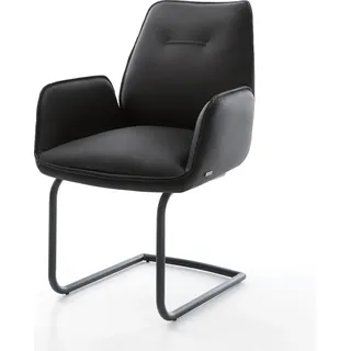 DELIFE Freischwinger Zoa-Flex Echt-Leder Schwarz Freischwinger rund Schwarz Taschenfederkern - Schwarz