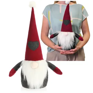 com-four® Wichtelfigur 40 cm, Dekoration für Regal, Fensterbank, Kamin | Stabiler nordischer Wichtel 1,4 kg - Skandinavische Wichtel Figur für Weihnachten