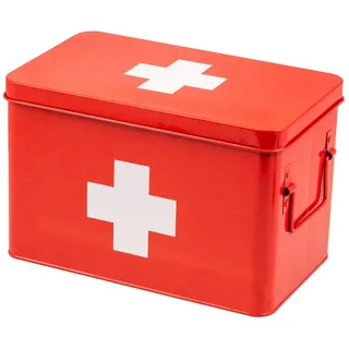 ELUNO Medizinbox, rot, Metall , Rot , 32.5x20.5x20 cm , Badezimmer, Badmöbel, Medizinschränke