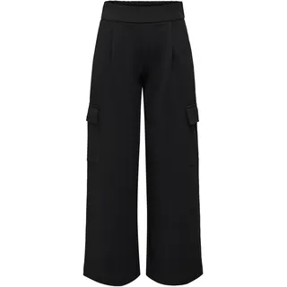 Jdy JACQUELINE de YONG JDY Damen Cargo Stoffhose Elegante Culotte High Waist Marlene Pants JDYGEGGO, Farben:Schwarz, Größe:M / 32L, Beinlänge:L32