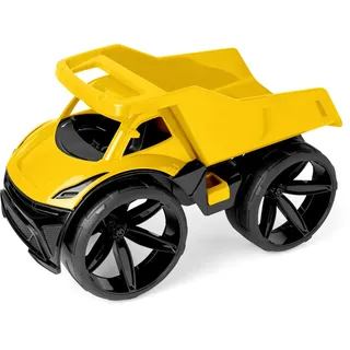Wader Maximus Kipplaster gelb – Großer LKW Muldenkipper 59 cm, Sandkasten Baustellenfahrzeug, kippbare Mulde, robuster Lastwagen ab 1 Jahr