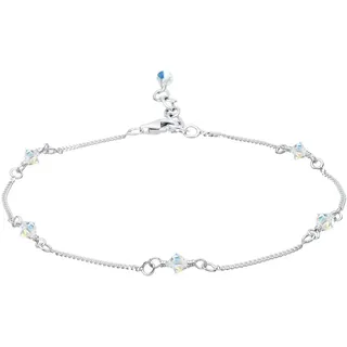 Elli Fußschmuck Damen Fußkettchen Basic mit Kristalle 925 Silber