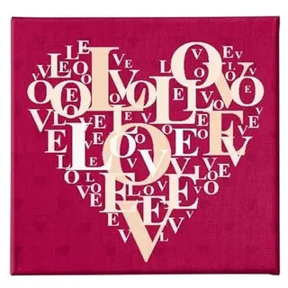 Homemania HM20KNV60x60-157 Bild Herz – Liebe – für Wohnzimmer und Schlafzimmer – Mehrfarbig aus Polyester, Holz, 60 x 3 x 60 cm – HM20KNV60 x 60 – 157