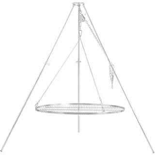 BBQ-Toro Dreibein Schwenkgrill mit Ø 100 cm Grillrost, verzinktes Eisen, Höhenverstellbar 119-184 cm - Silber