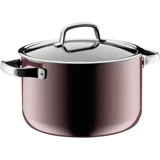 WMF Fusiontec Mineral Kochtopf groß 24cm, Glasdeckel, Fleischtopf Induktion 6,4l, High-Tech Keramik, kratzfest, rot