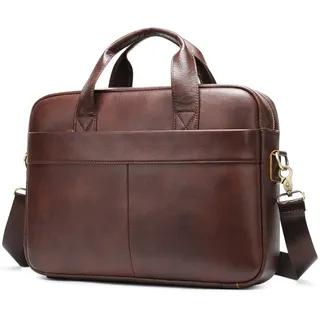 VINBAGGE Businesstasche Herren Leder Aktentasche Männer Handtasche Vintage Laptoptasche Arbeitstasche Umhängetasche Schultertasche für 14 Zoll Notebook,Hellbraun