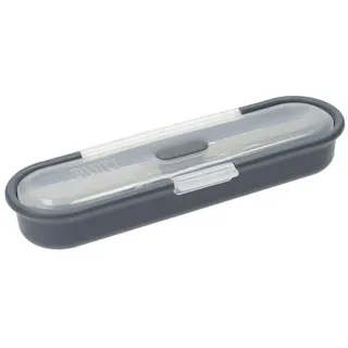 BUILT Reisebesteckset, mit Aufbewahrungscontainer, 18/8 Edelstahl, Löffel, Messer, Gabel, 20cm x 6cm x 3cm, Silber