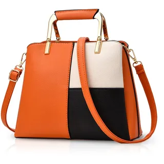 NICOLE & DORIS Schultertasche, Damen, einfach, Crossbody Messenger-Tasche, Satchel, für Damen, PU-Leder, Orange, L, Einzigartig