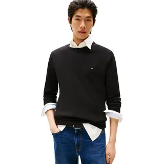 Tommy Hilfiger Herren Pullover Essential Cotton Crew Neck aus Baumwolle, Schwarz (Black), 3XL