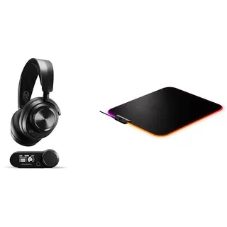 SteelSeries Arctis Nova Pro Wireless - Multi-System Gaming-Headset & QcK Prism Cloth M - Gaming Mauspad – 2 Zonen RGB-Beleuchtung – Mittelgroße (320mm x 270mm x 6mm)