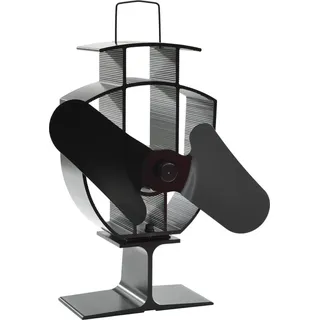 vidaXL Ofenventilator Wärmebetrieben 2 Blätter Schwarz - Schwarz
