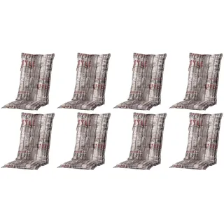 Madison 8x C067 Hochlehner Gartenstuhl Auflagen 8cm grau gestreift