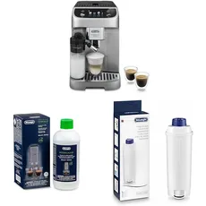 De'Longhi Magnifica Plus ECAM322.70.SB Kaffeevollautomat mit LatteCrema-Milchsystem + Original EcoDecalk DLSC 500 Entkalker Wasserfilter DLSC002