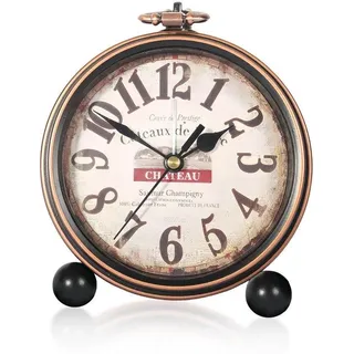 Silent-Uhr - Retro-Tischuhr - Analoge-Uhr - Vintage-Uhr - Batteriebetrieben - Hoher Lesegrad