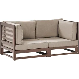 Beliani Gartensofa 150 x 72 x 75 cm Dunkelbraun/Taupe