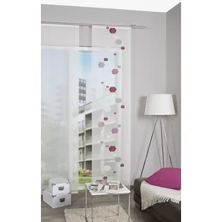 BB-Toy-Trades Schiebevorhang Vorhang Gardine Fensterschal Flächenvorhang Schiebegardine mit Sechseck Motiv in rot und Beere Farbe Weiss 1 Stück BxH: 60 x 245 cm