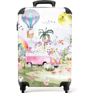 noboringsuitcases NoBoringSuitcases.com Kinderkoffer Einhorn 4-Rollen Cabin 55 cm / 36 l rosa/regenbogen
