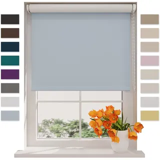 DTCH® Verdunkelungsrollo, hellblau, 60 x 190 cm | Für Fenster, 100% verdunkelnd, Wand- oder Deckenmontage, Klemmfix separat erhältlich, Breiten bis 240 cm, kindersicher