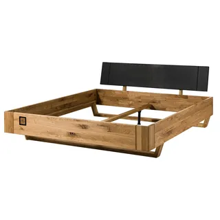 MASSIVMOEBEL24.DE Bett Wildeiche 140x200x81 natur geölt/lackiert KITZBÜHEL #140 - Schwarz