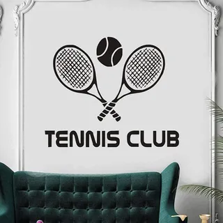 Wandaufkleber Pvc Abnehmbare Wandtattoo Tennis Club Schläger Sport Home Interior Design Art Deco Tennis Sport 57X47Cm