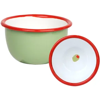 Talking Tables Bon Appetit Handgefertigte Oliven-Emaille-Schale Vintage-Grün langlebig Snackschale für Erdnüsse, Chips, Oliven, Saucen, Dips, Früchte, leicht zu reinigen, spülmaschinenfest 10 cm