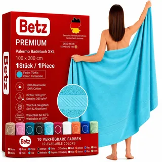 Betz Badetuch XXL 100x200 cm 100% Baumwolle – Weiches Frottee Saunatuch & Strandtuch – Pflegeleicht & saugstark – Palermo Serie – Farbe Türkis