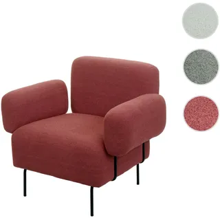 Lounge-Sessel HWC-L83, Cocktailsessel Polstersessel Sessel, Bouclé Stoff/Textil Metall ~ altrosa