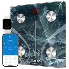 RENPHO Körperfettwaage Digital Personenwaagen Bluetooth Waage mit App Smart Waage für Körperfett, BMI, Muskelmasse, Protein, BMR, Marmor, Elis 1