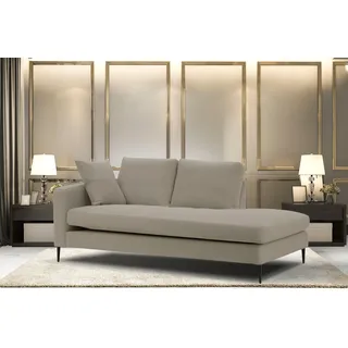 Home affaire Recamiere »Cozy Chaiselongue, Maße B/T/H: 195/97/80 cm« mit losen Kissen und Metallbeinen, Armlehne links oder rechts wählbar, beige