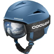 Odoland Skihelm mit Skibrille für Skifahren und Snowboard, Einstellbare Größenverstellbar, mit Ohrenschützern für Männer Frauen und Jugendliche Blau S