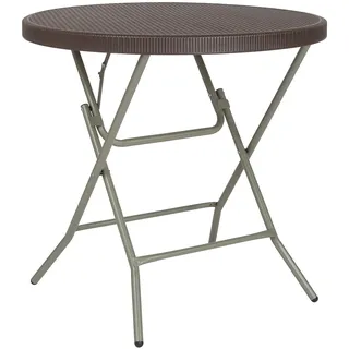 Flash Furniture 31.5RD Rattan-Klapptisch, Metall, braun, 80 cm, rund