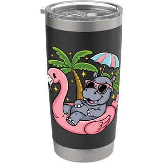 Sommer Strand Pool Party Hippo aufblasbare Flamingo Hawaiian Doppelwandiger Edelstahl-Thermobecher