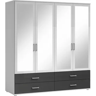 SchlafKONTOR Drehtürenschrank Ivar 180 x 190 x 51 cm Weiß/Grau