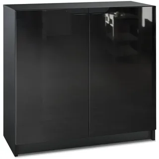 Vladon Kommode, Schwarz Hochglanz, Holzwerkstoff, 82x78x37 cm, Wohnzimmer, Kommoden & Sideboards, Kommoden