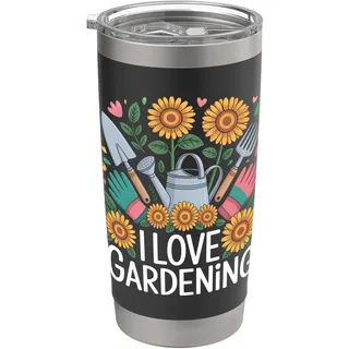I Love Gardening Sonnenblumen-Gießkanne Doppelwandiger Edelstahl-Thermobecher