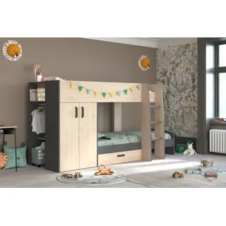 Parisot Etagenbett Stim 90 x 200 cm Eiche grau