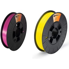 BASICFIL PLA SILK (3D Drucker Filament), 1.75mm, 500g, Rosa (Pink) & PLA (3D Drucker Filament), 1.75mm, 500g, Gelb (Yellow)