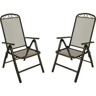DEGAMO Gartensessel Gartenstuhl Klappsessel CLASSIC, Streckmetall anthrazit, klappbar, 2 Stück - Grau
