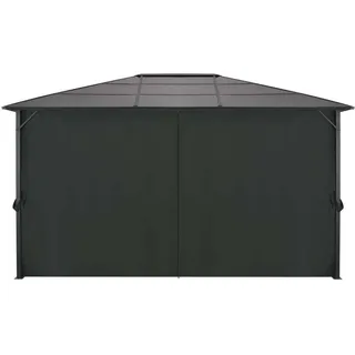 vidaXL Gartenpavillon mit Vorhang Aluminium 4×3×2,6 m Schwarz - Schwarz