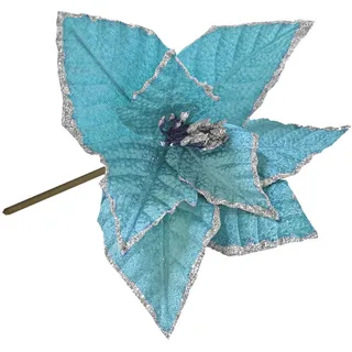 Weihnachten Weihnachtsstern 27cm Künstliche Blumen Stiel Baumdekoration - Blau